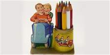 Pencil cases with decorative figures